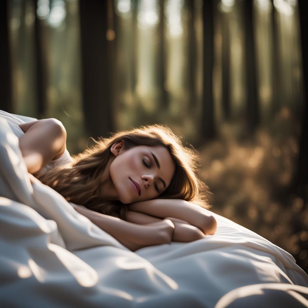 Woman Sleeping in Forest: Professional Photography