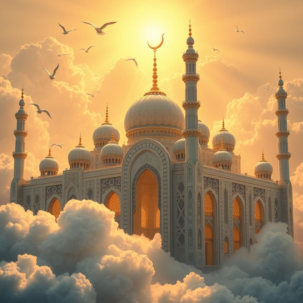 Surreal Mosque in Clouds: A Dreamlike Masterpiece