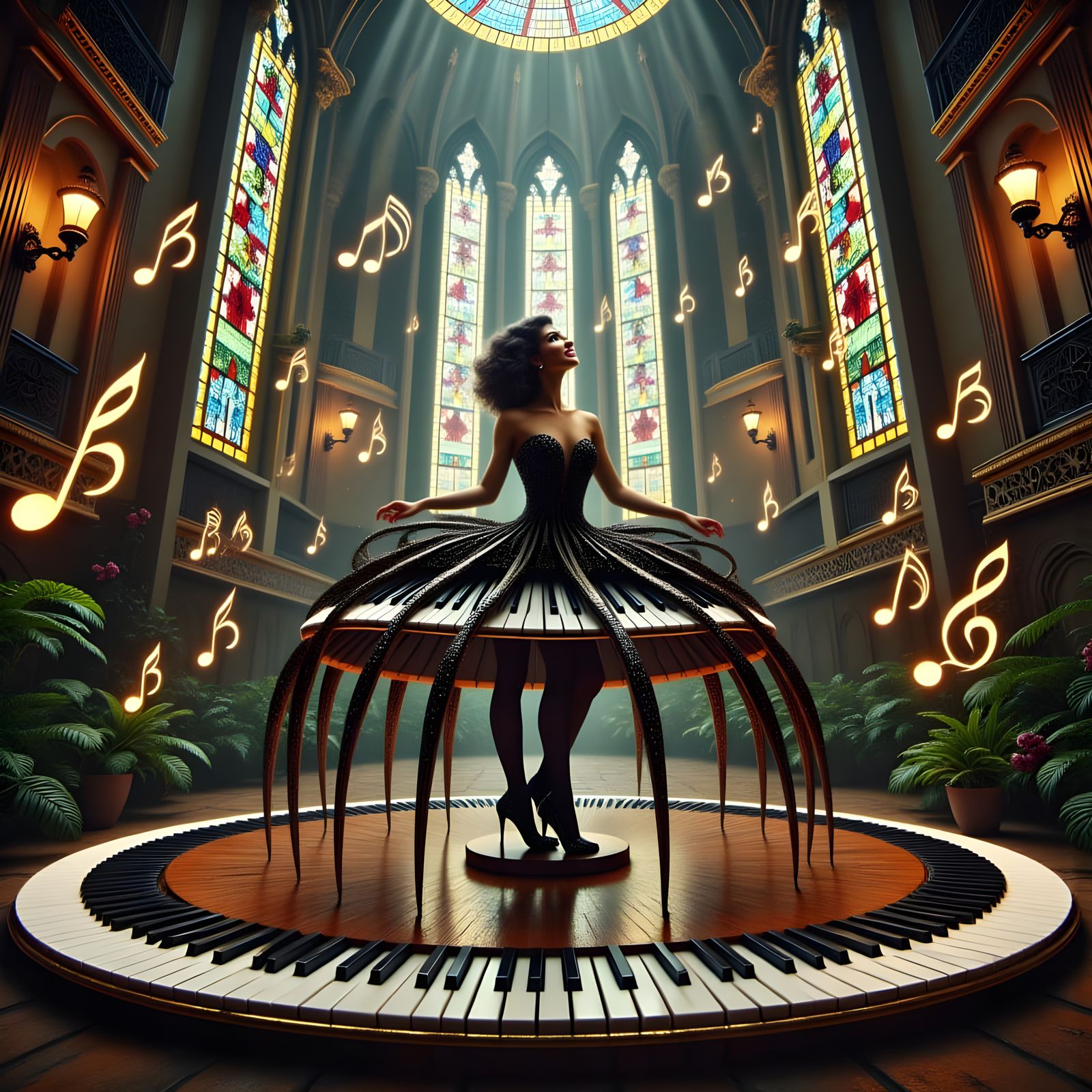 19th Century Church Bell Tower Spider Plays Piano