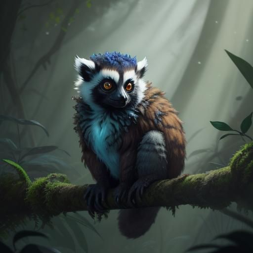 Lullaby Lemur in Glowing Forest: Fantasy Concept Art