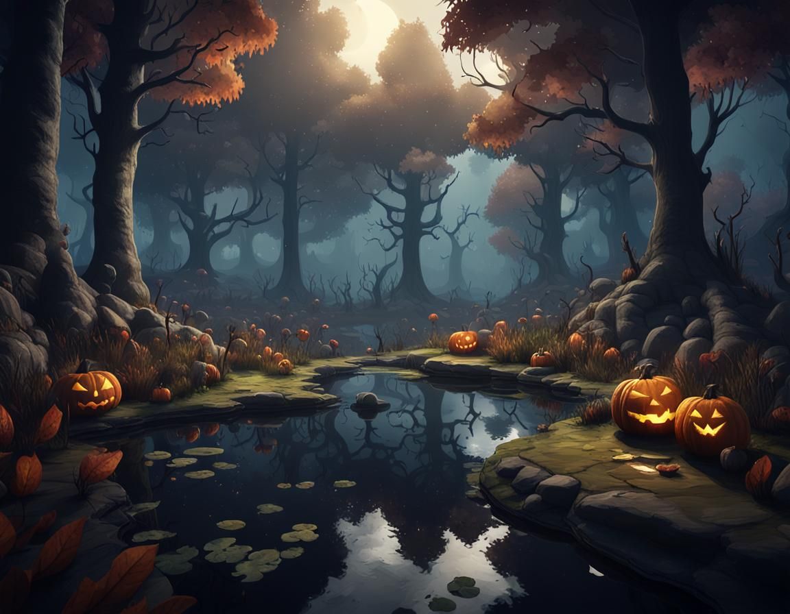 Halloween Forest with Pond in Unreal Engine 5