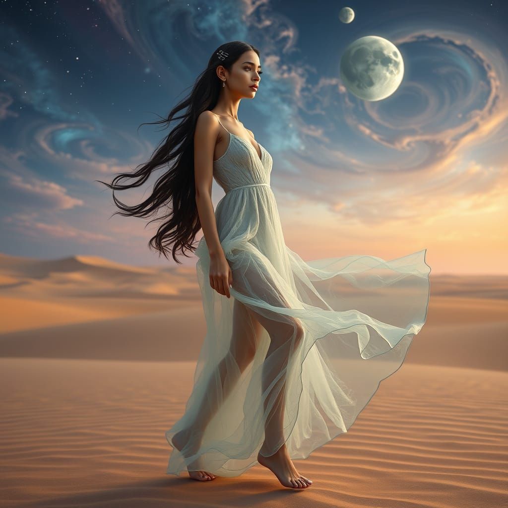 Surreal Desert Portrait of Cuban Latina Woman