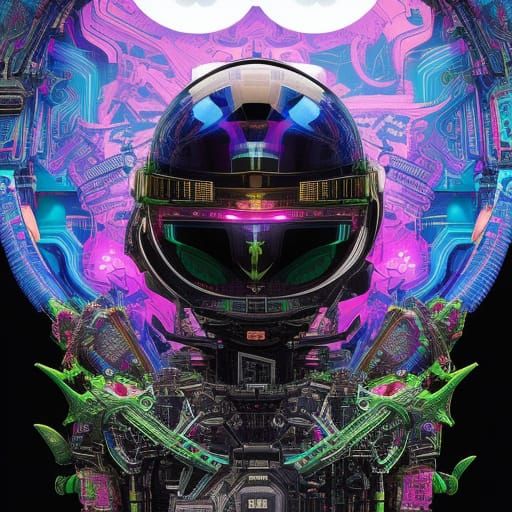 Alien Cybersecurity Hacker in Cyber Noir Style