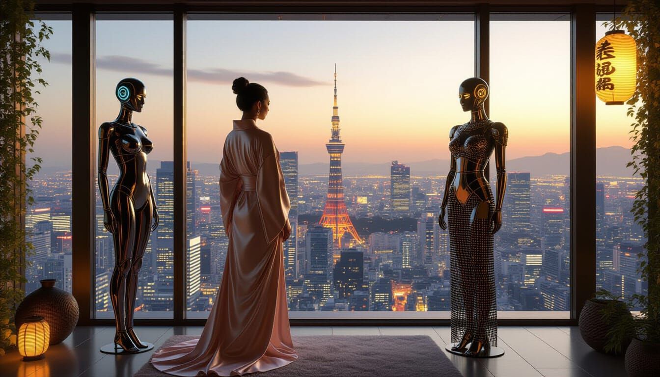 Hyperhuman Atelier: Futuristic Japanese City at Dusk