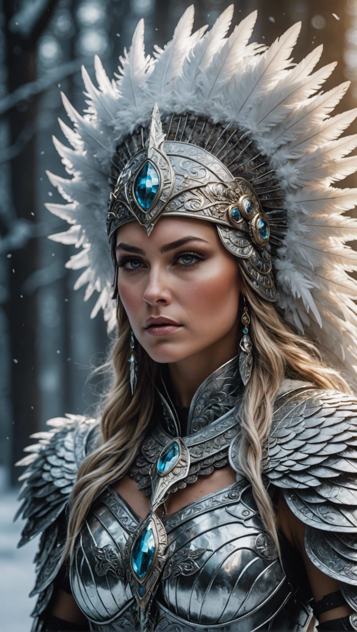 Mystic Valkyrie Goddess of Winter in Digital Art