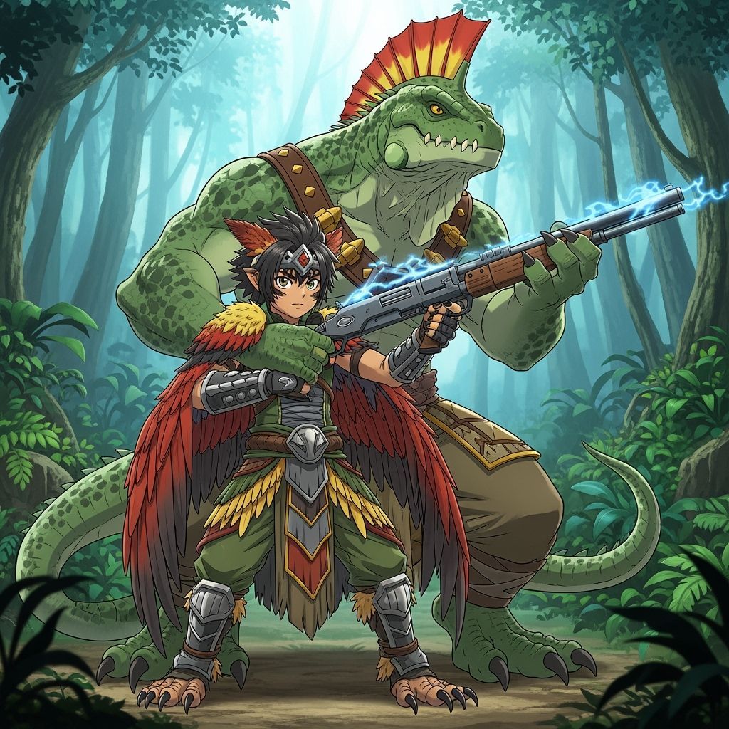 Wild Child and Lizardfolk Warrior Train in Jungle