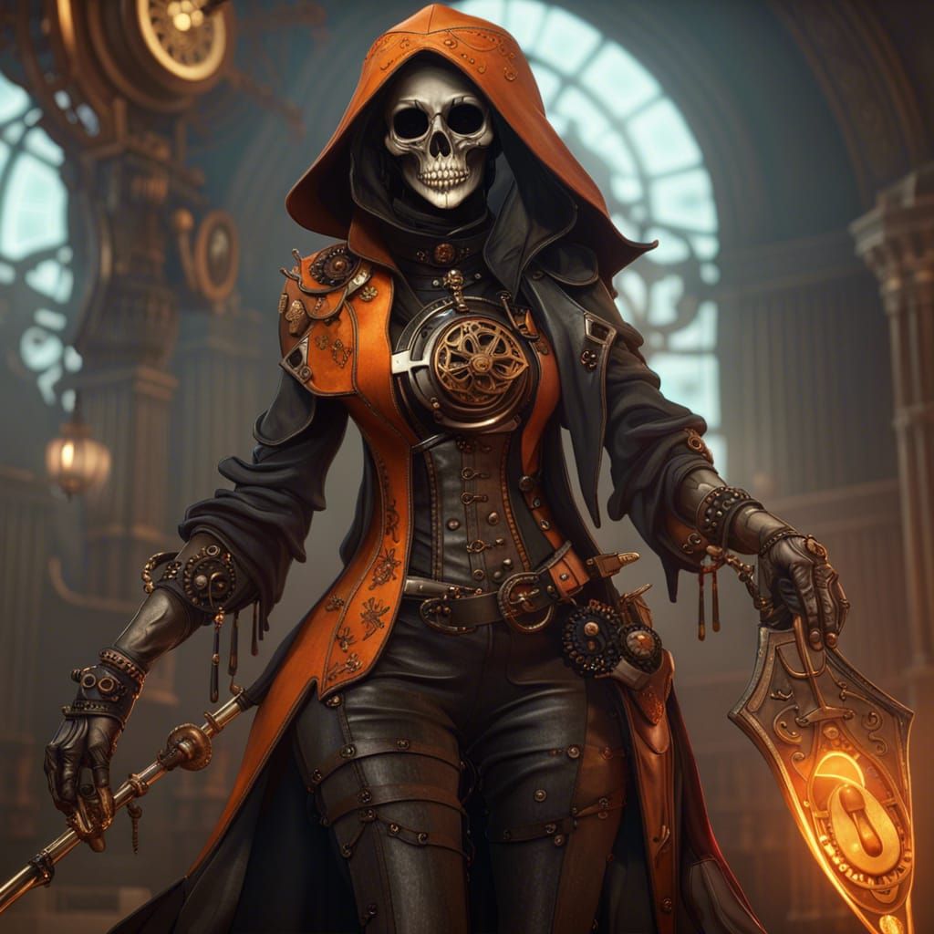 Steampunk Female Grim Reaper Concept Art
