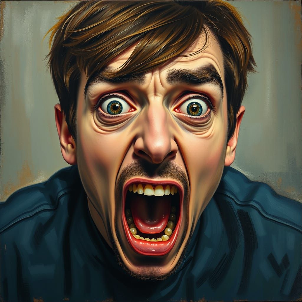 Distraught Figure in Vivid Colors