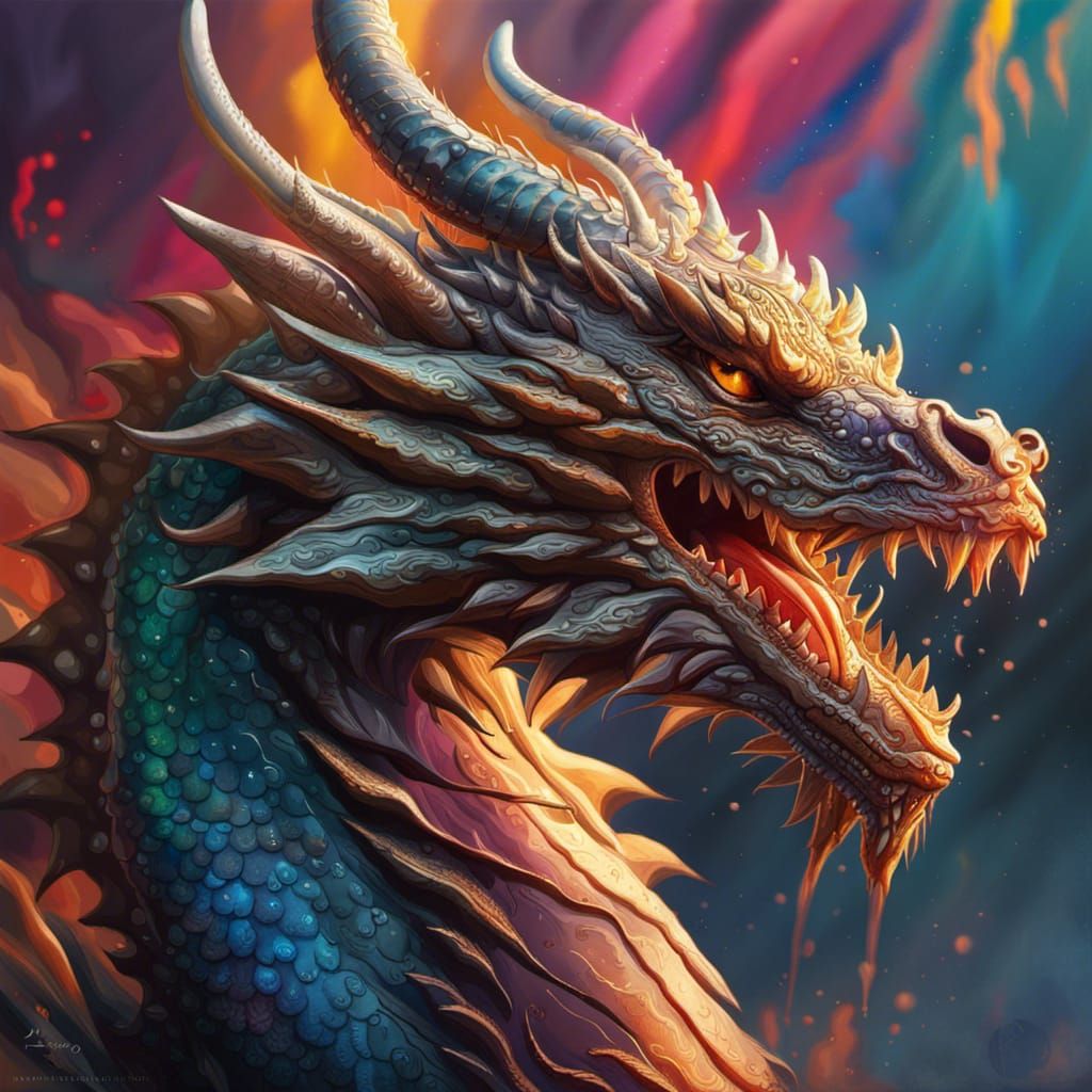 Majestic Dragon in Hyperrealistic Splash Art