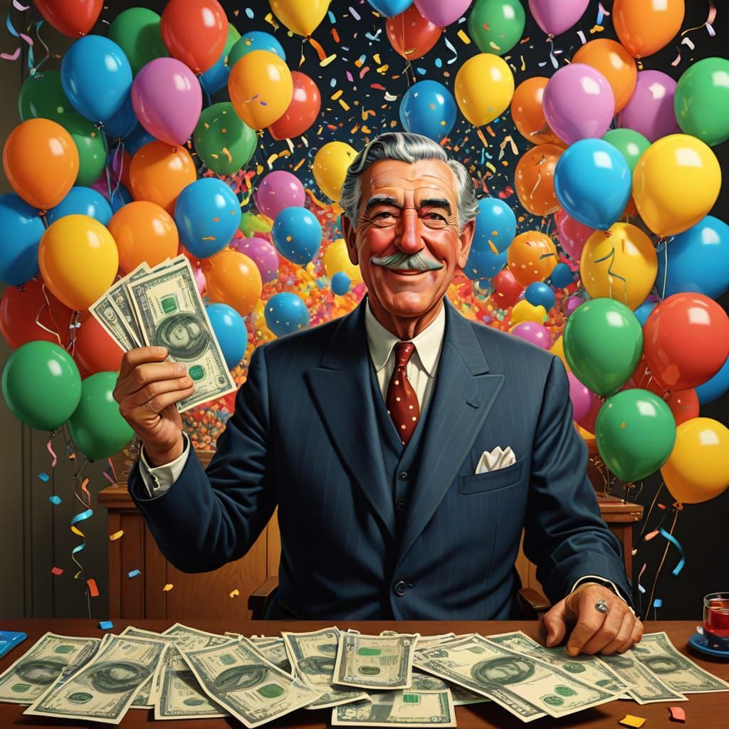 Joyful Lottery Winner Radiates Euphoria in Vibrant Digital I...