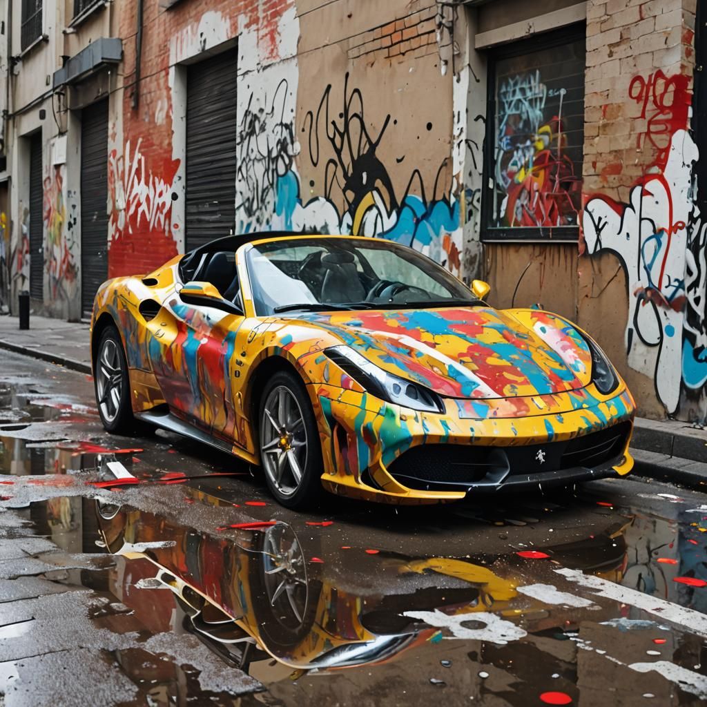 Ferrari Speedster in Neo-Expressionist Street Art