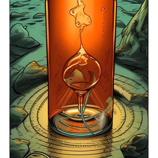 Orange Potion Bottle in Comic Book Style