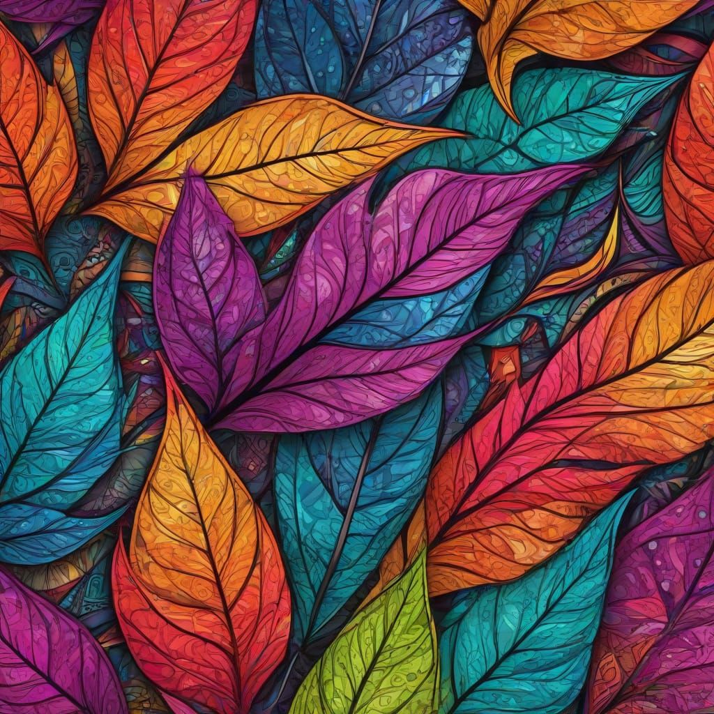 Abstract Multicolored Leaf Suncatchers in Vector Art