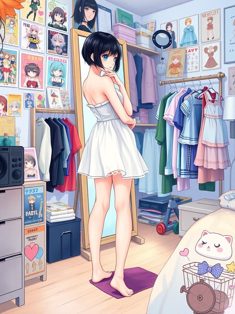 Moon trying on the dress