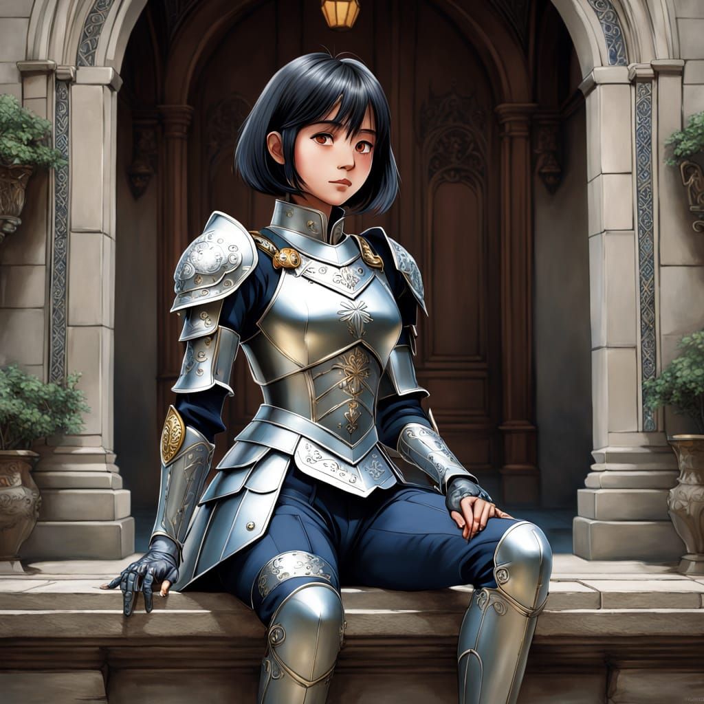 Templar Knight Maiden in Elegant Renaissance Setting