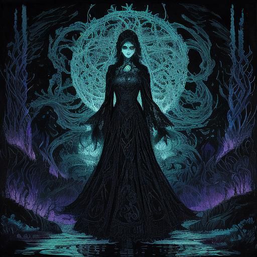 Fleeing Demons in the Darkness: Expressive Ink Illustration