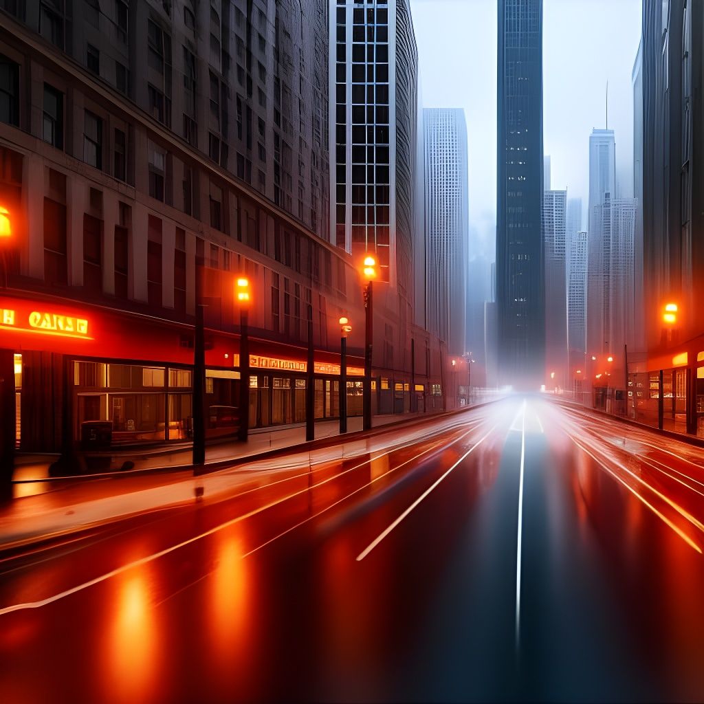 Hyperrealistic Chicago Streets at Twilight: Art Deco Style