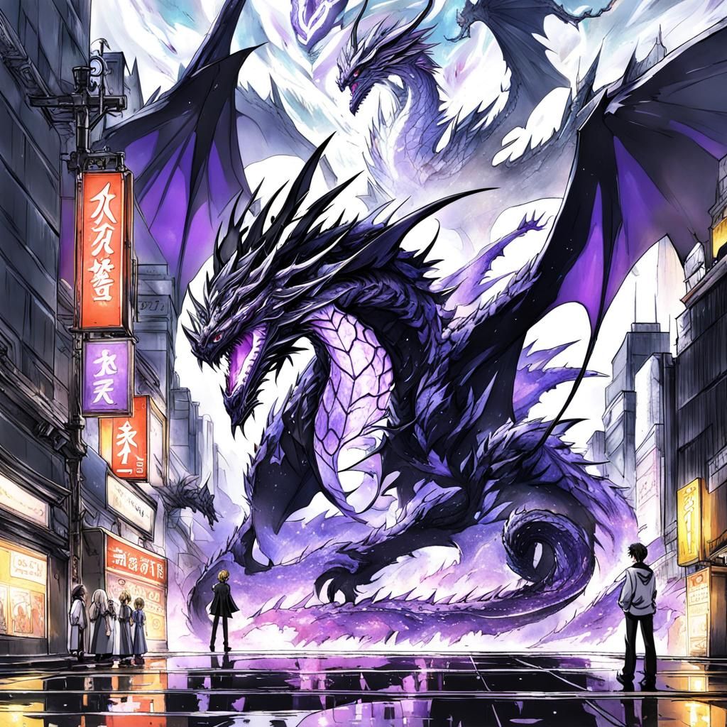 Purple Void Dragon in Anime Style