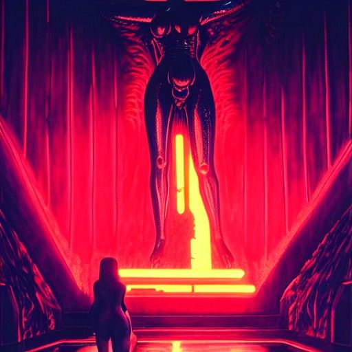 Lava Throne Rias Gremory in Cyberpunk Horror Style