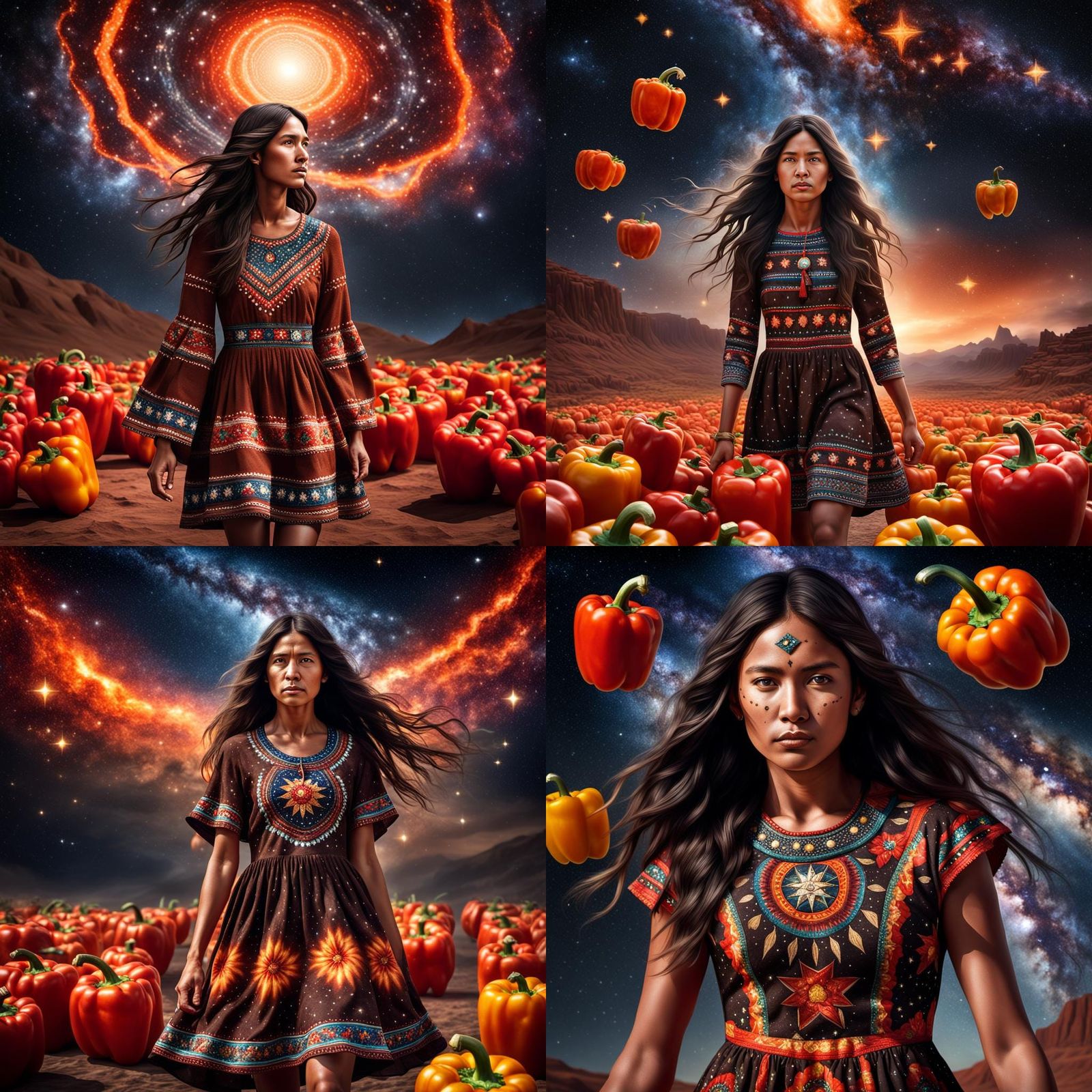 Native American Woman in Bell Pepper Dress