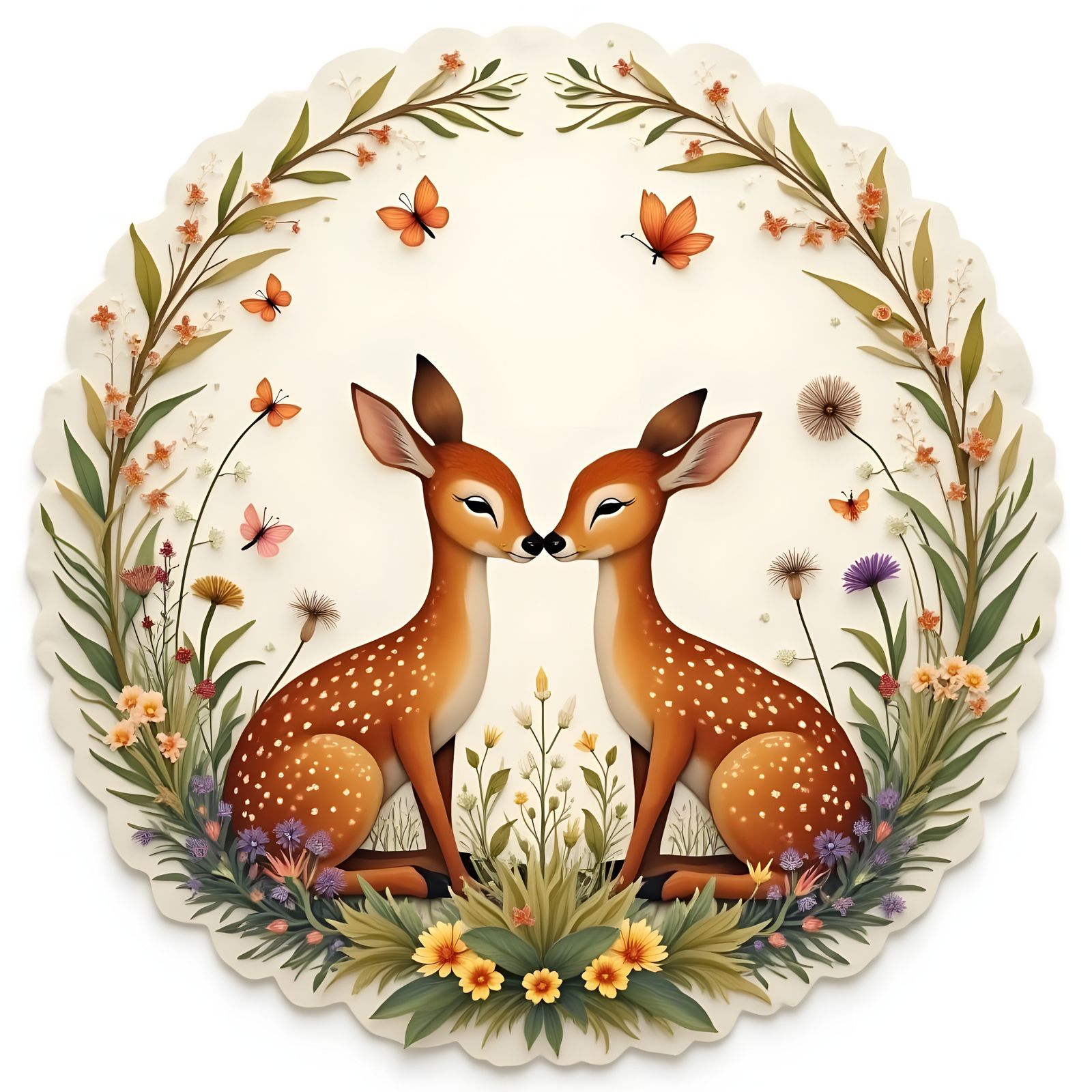 Whimsical Rice Paper Mandalas with Deer and Wildflowers
