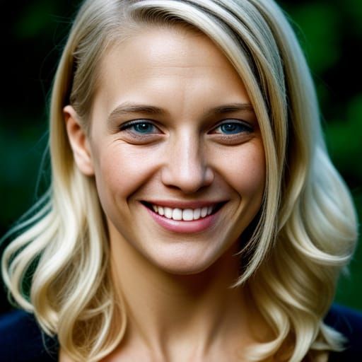 Close-Up Portrait of a Smiling Blonde Woman