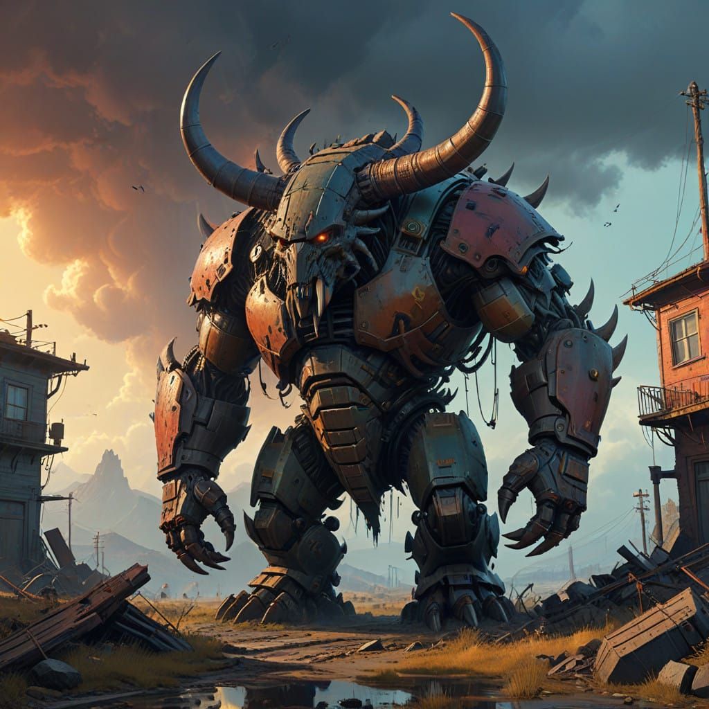 Dark Fantasy Monster, Gridsock, with Armor Shell and Horns