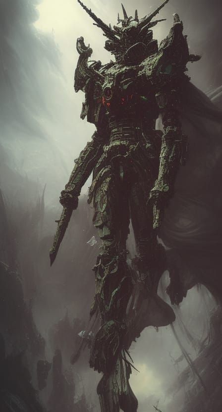 Undead Gundam Portrait in Detailed Fantasy Art
