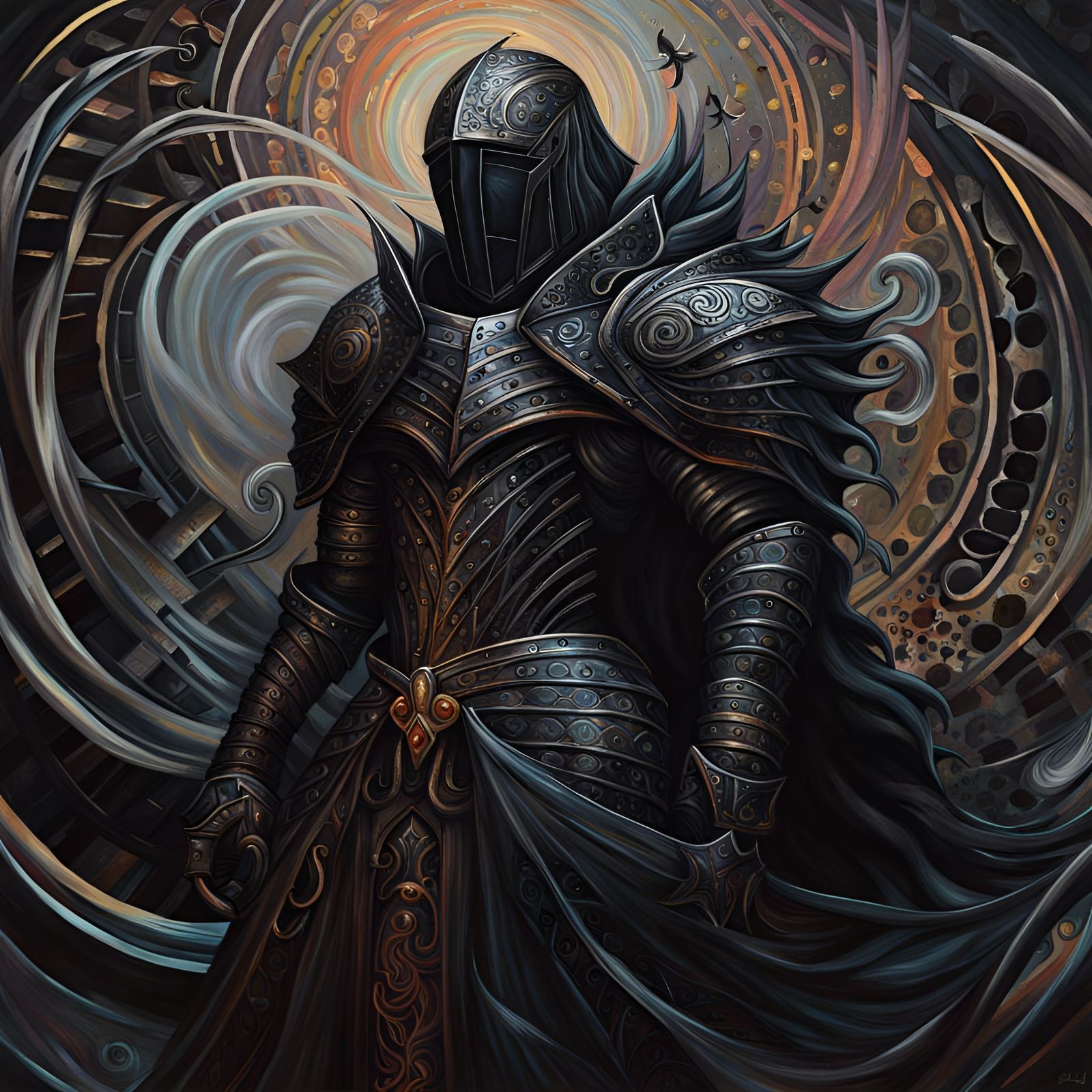 Imposing Spectral Black Knight Acrylic Painting
