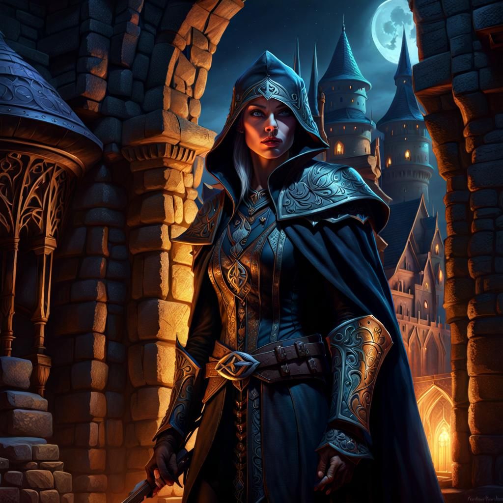 Elf Rogue in Shadow: Dark Fantasy Portrait