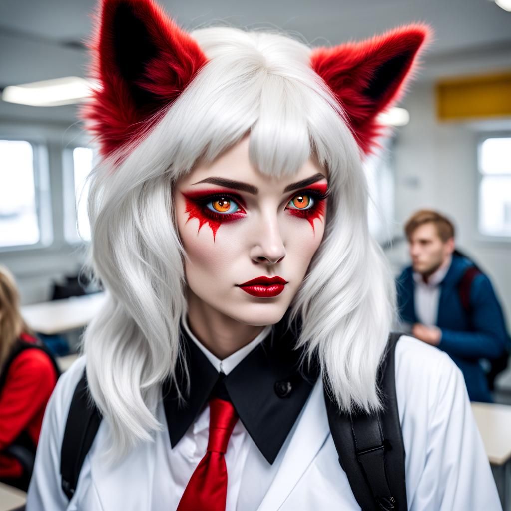 Furry Hyena Girl Selina Befriends Alex the Wolf