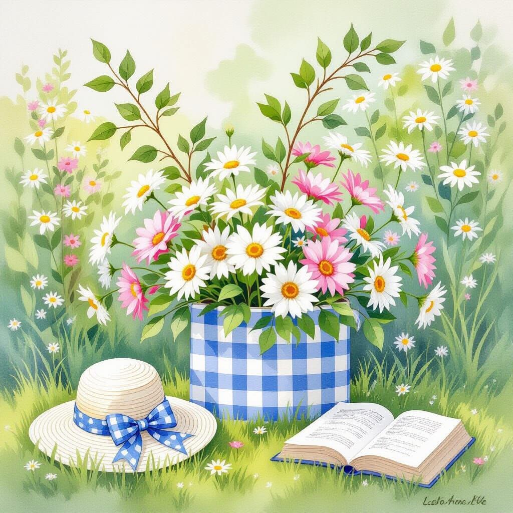 Twig in Summer Garden: Beatrix Potter Watercolor Style