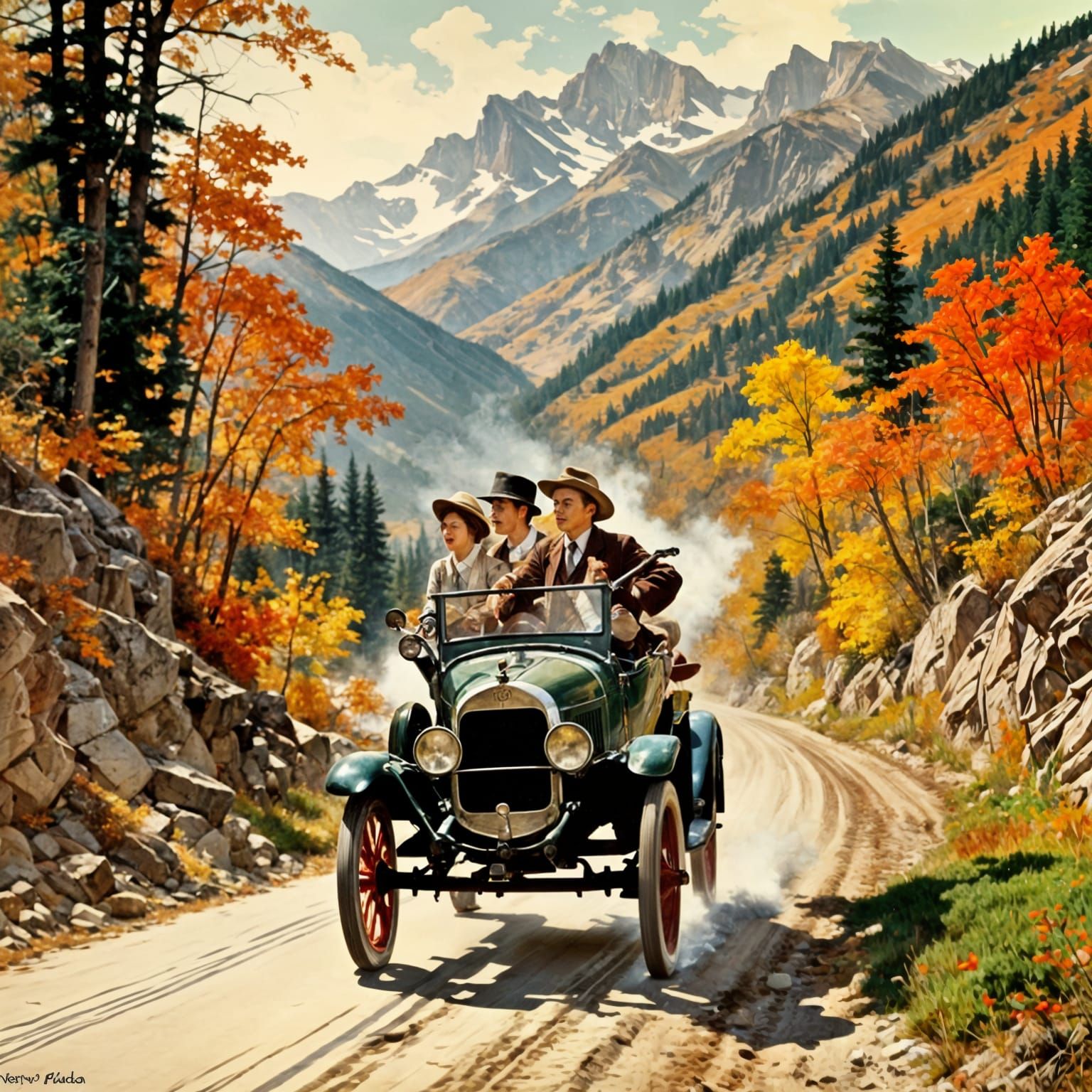 Nostalgic Americana Scene in Rockwell Style