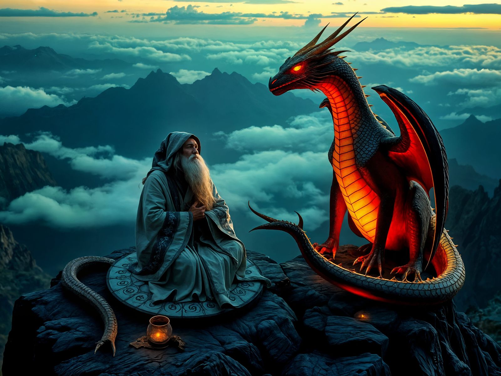 Wise Wizards and Dragons Contemplate Existence in Mystical R...