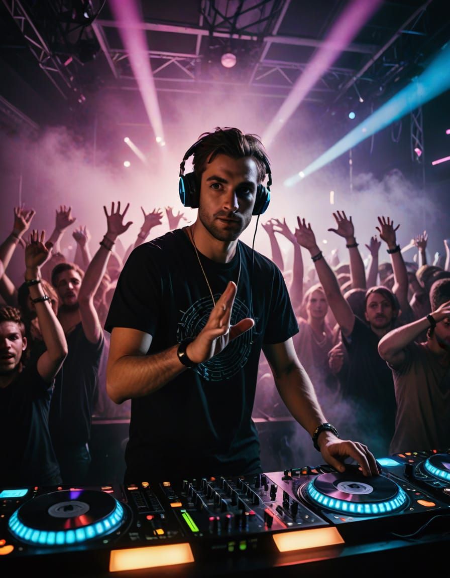 Epic DJ Performance on a Vibrant Nightclub Stage