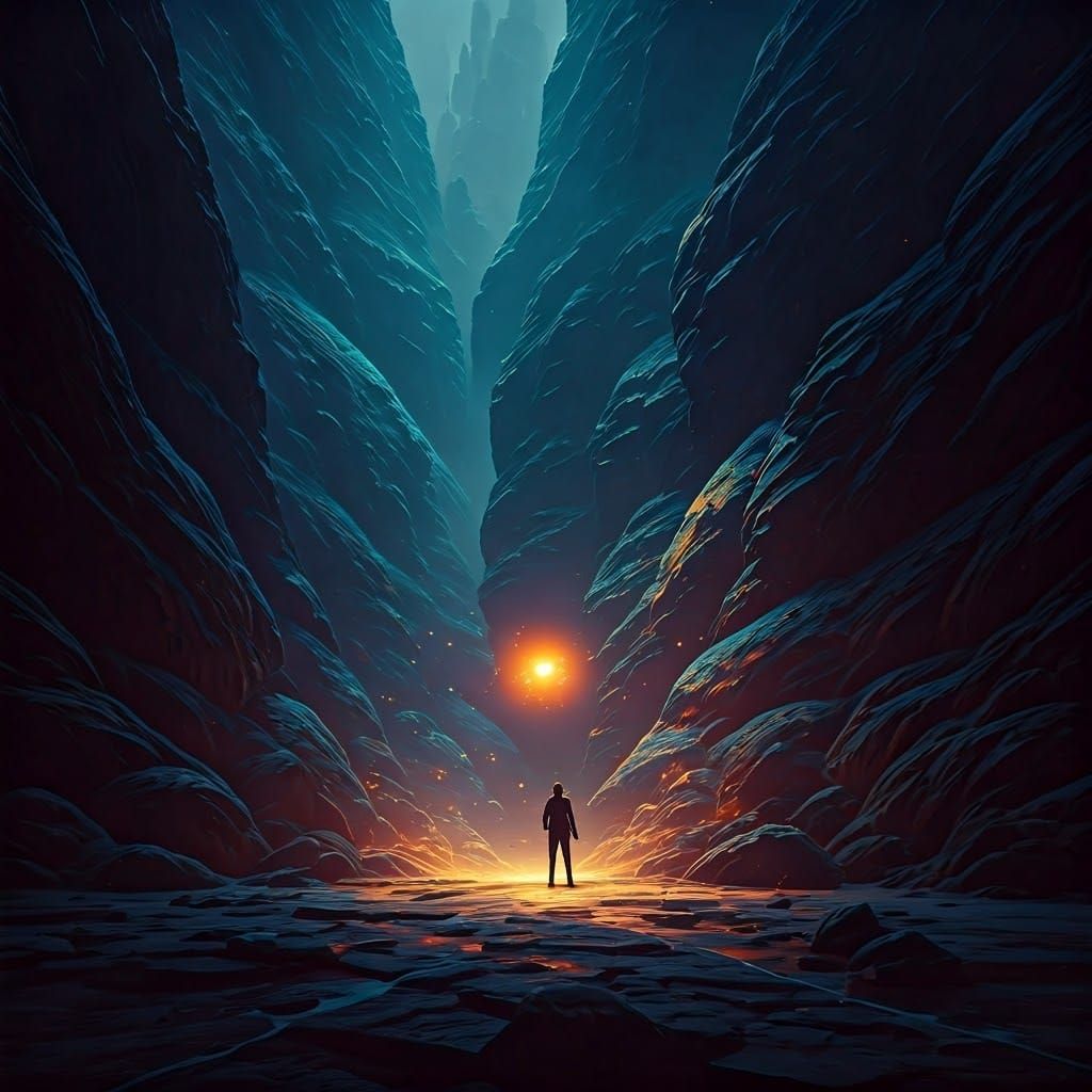 Labrador Fetches in Whimsical Fantasy Landscape