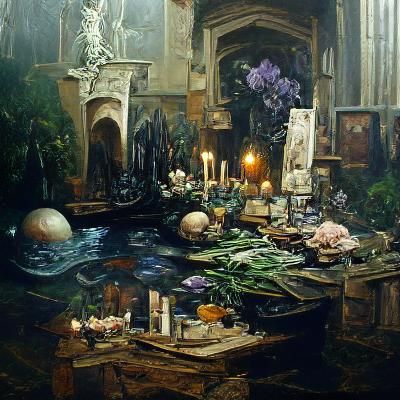 Baroque Altar of Atlantis: Oil Painting