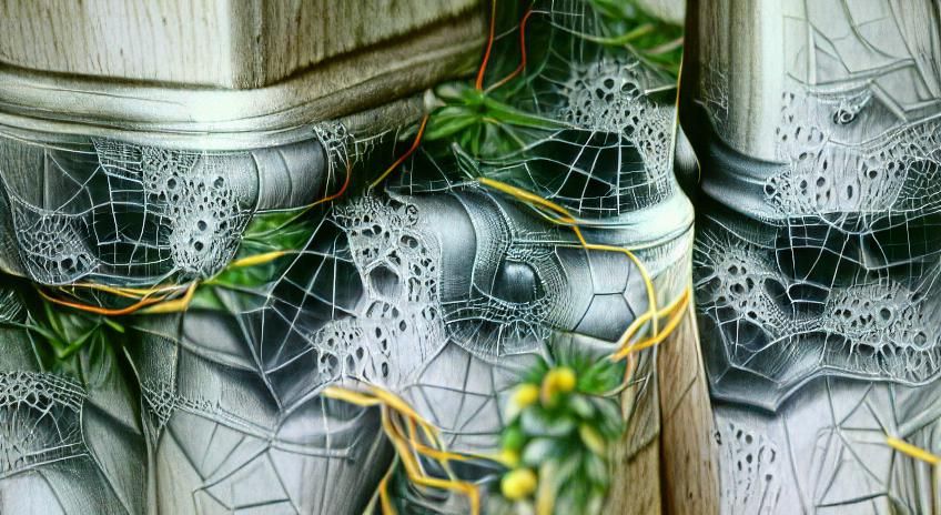 Detailed Spiderwebs in Morning Dew