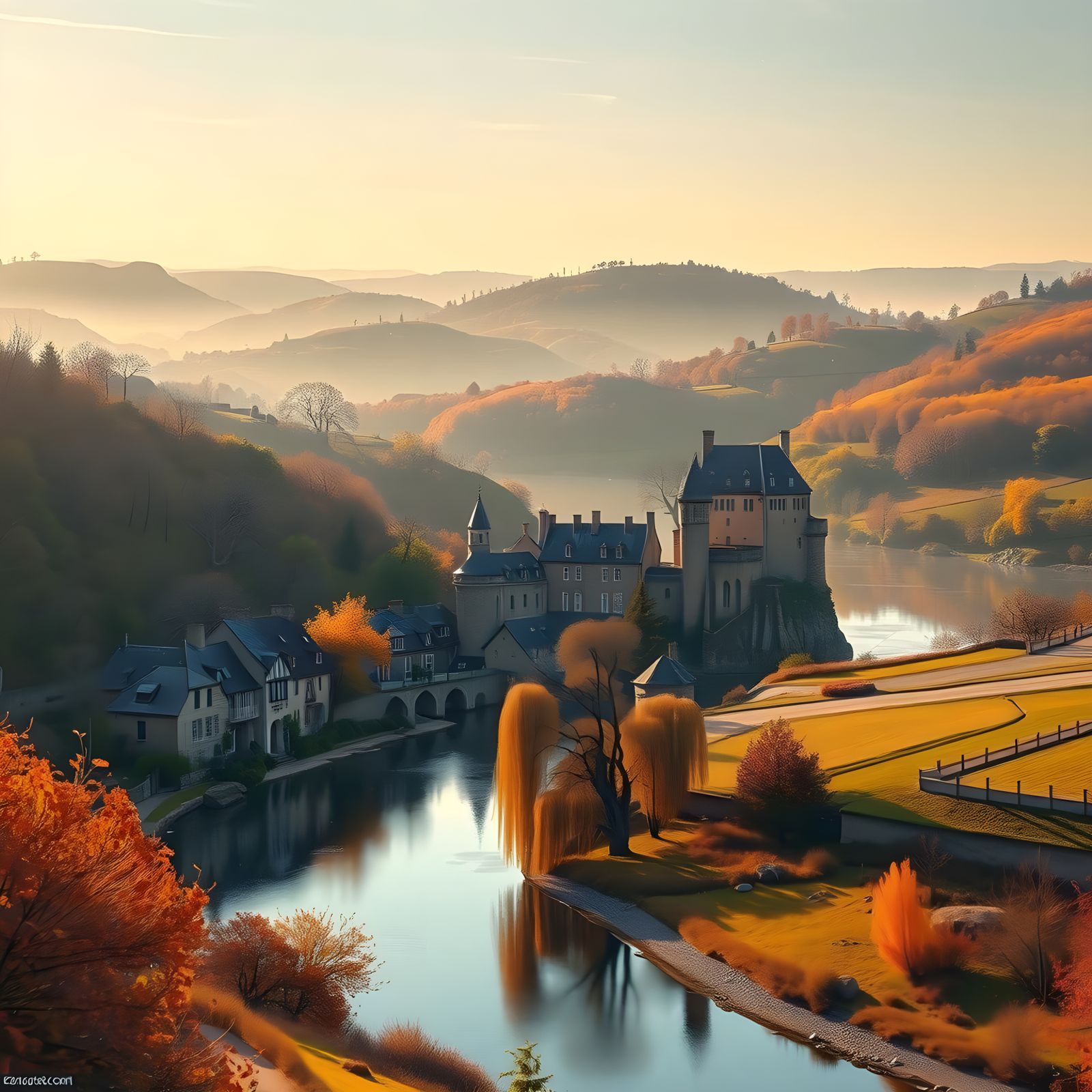 Autumn in France: Périgord in Detailed Matte Painting