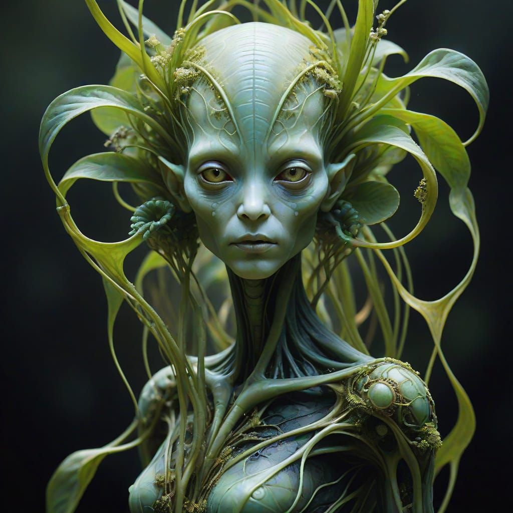 Bizarre Alien Bloom in Art Nouveau Style