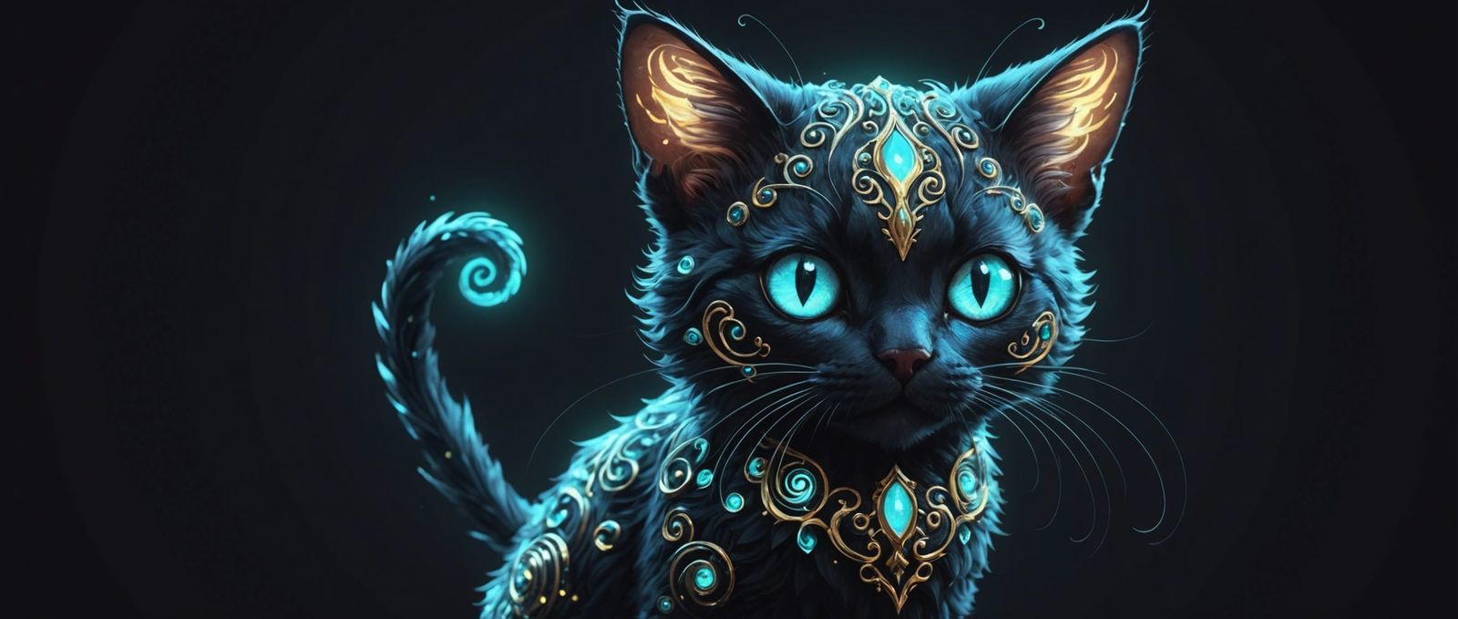 Bioluminescent Fairy Cat Portrait in Anime Style