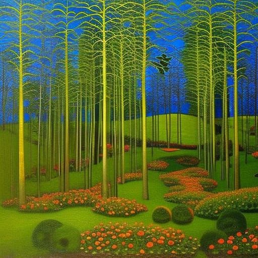 Expressionist Landscape with Fractal Colors