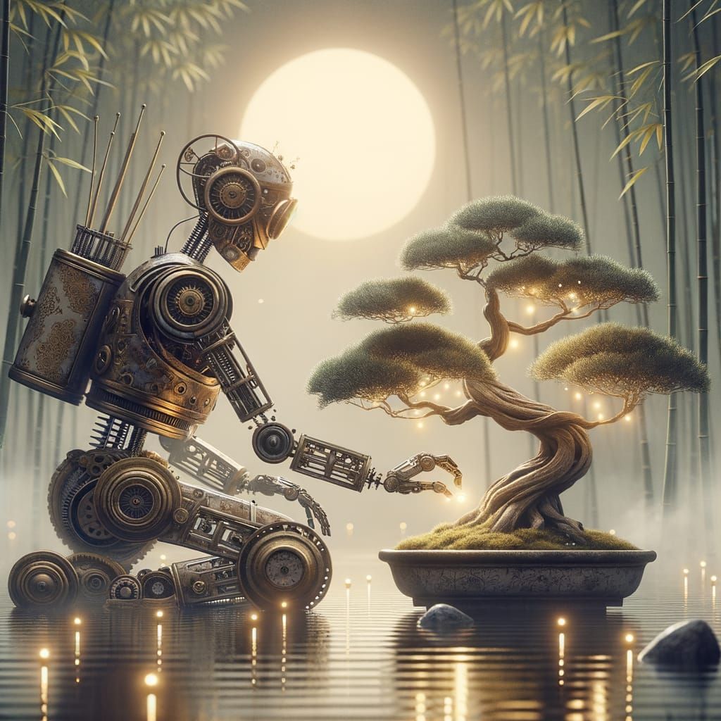 Clockwork Automaton in Japanese Garden