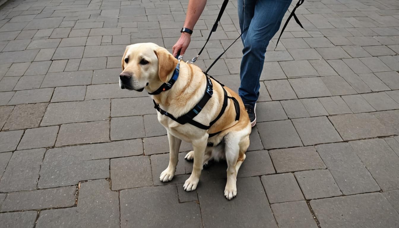 Labrador Guide Dog Helping Owner