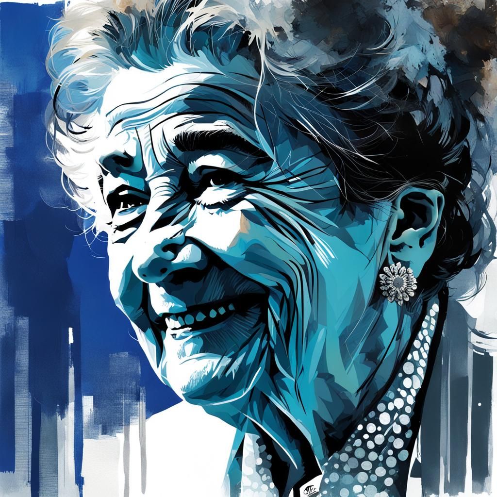 Golda Meir Portrait in Double Exposure Style