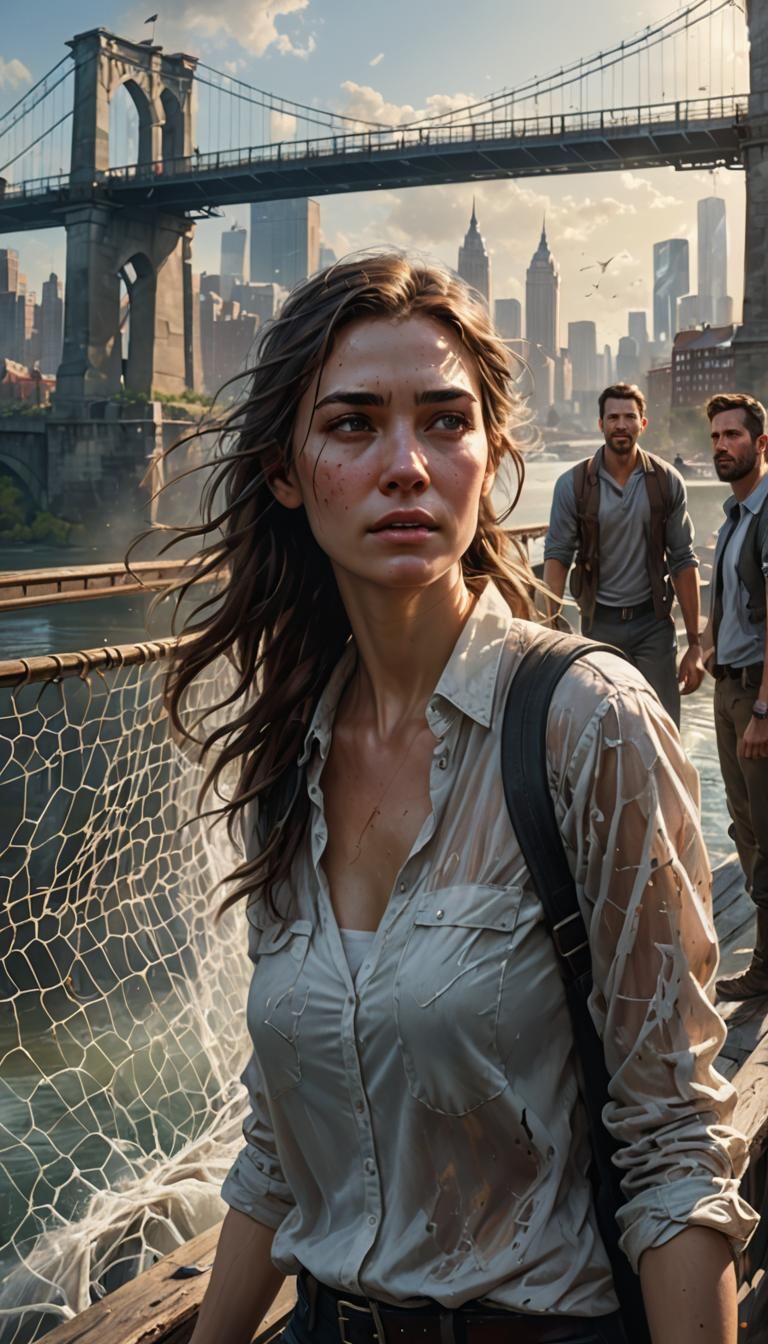 Woman on Bridge Saved by Net: Concept Art