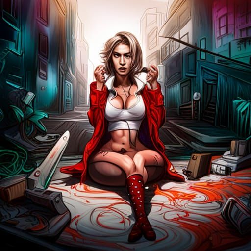 Female Mafia Boss Dream Bedroom in Graffiti Art Style
