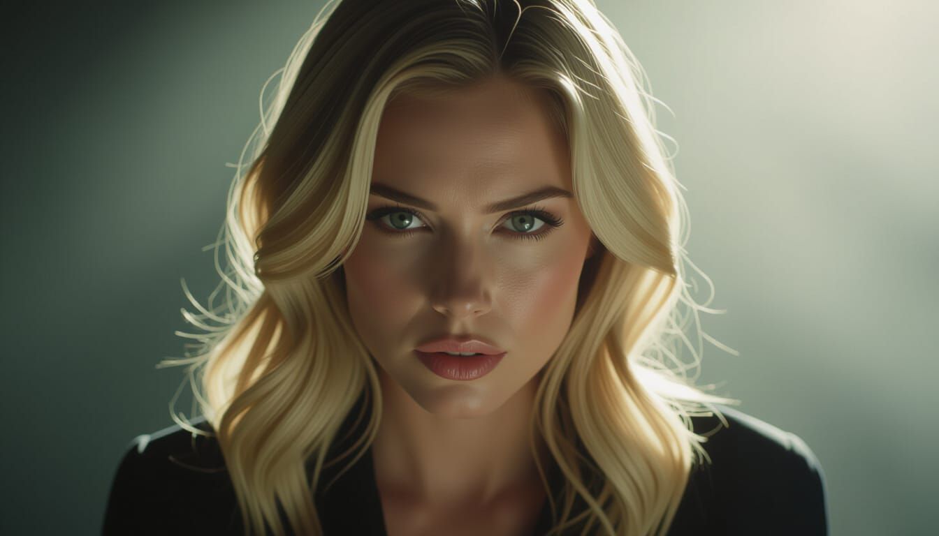 Mysterious Blonde Woman in Atmospheric Cinematic Film Still