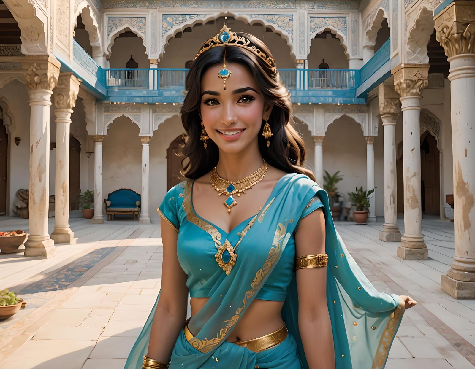 Princess Jasmine in Arabian Palace: Anime Style