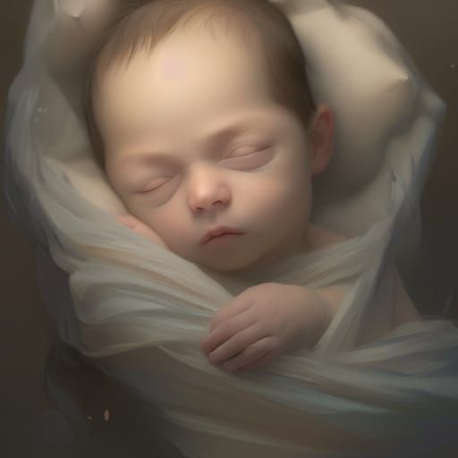 Detailed Portrait of a Sleeping Baby
